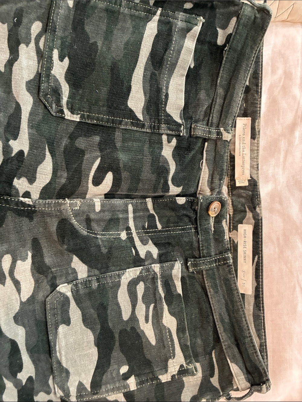 Women’s Corduroy Camo Jogger Pants - Green Camo - Picture 3 of 3